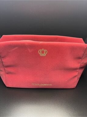 Dolce & Gabbana Red Velvet Makeup Pouch with Gold Crown